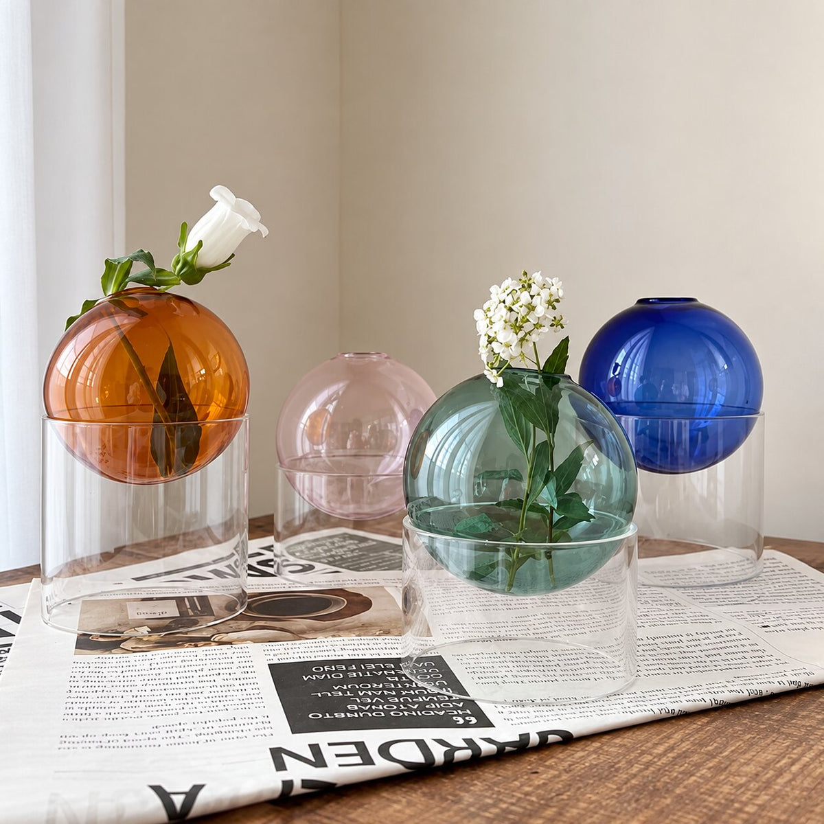 Vase Boule en Verre Borosilicate pour Fleurs