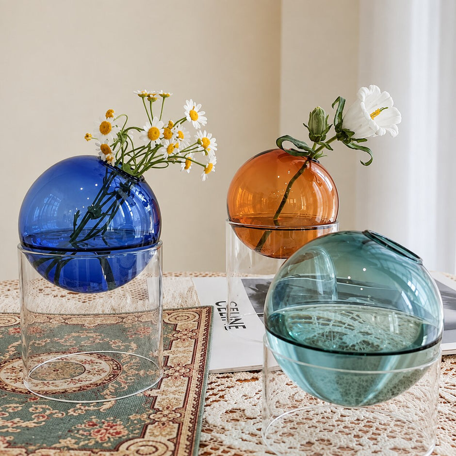 Vase Boule en Verre Borosilicate pour Fleurs