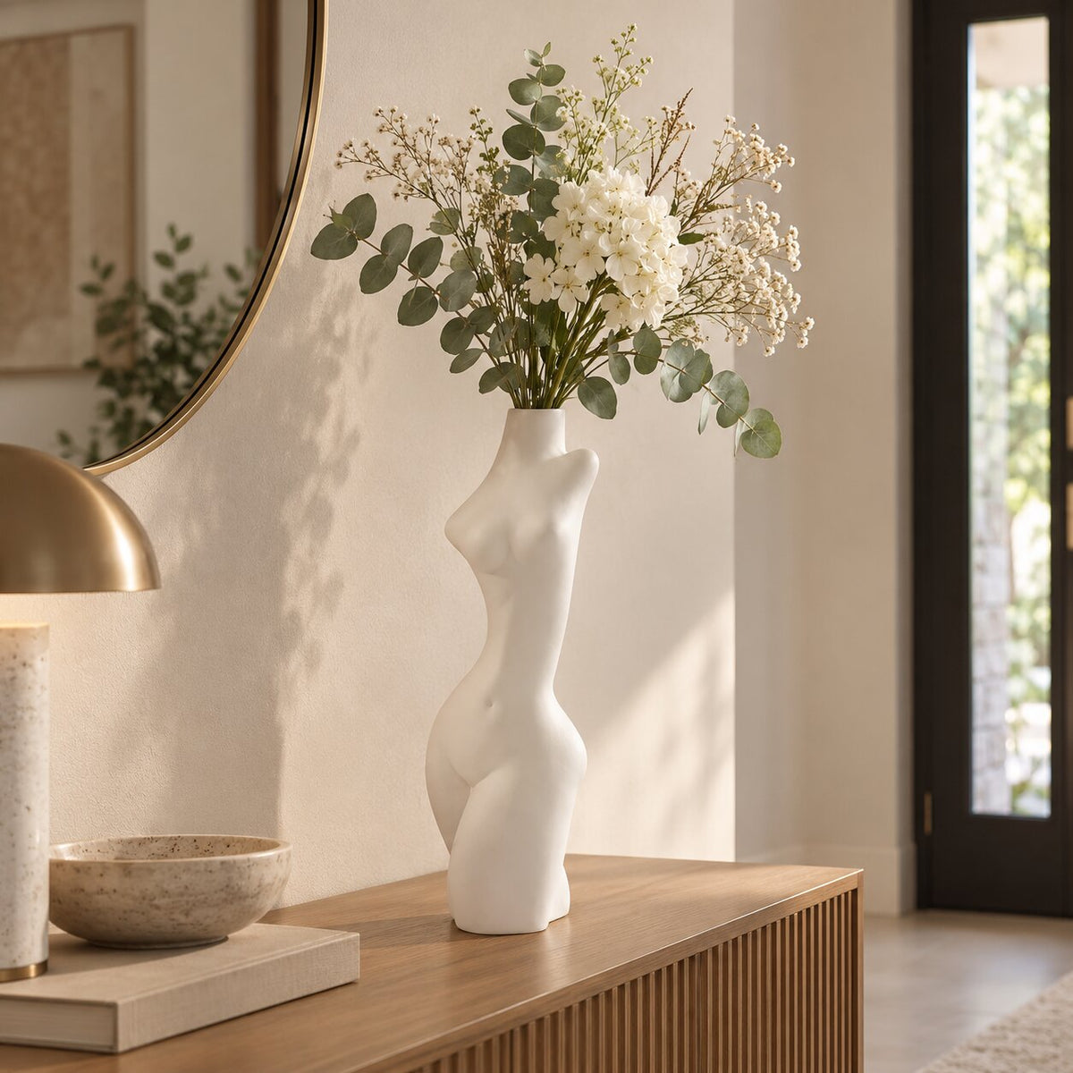 Vase Buste Femme Design Blanc pour Fleurs