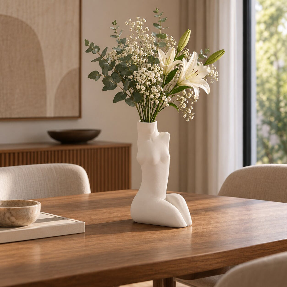 Vase Buste Femme Design Blanc pour Fleurs