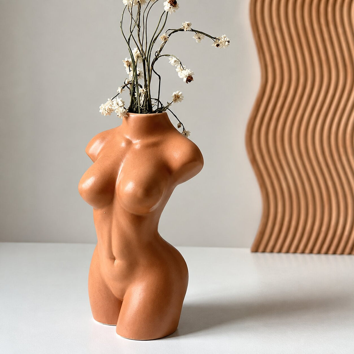 Vase Buste Femme en Céramique Style Nordique pour Fleurs