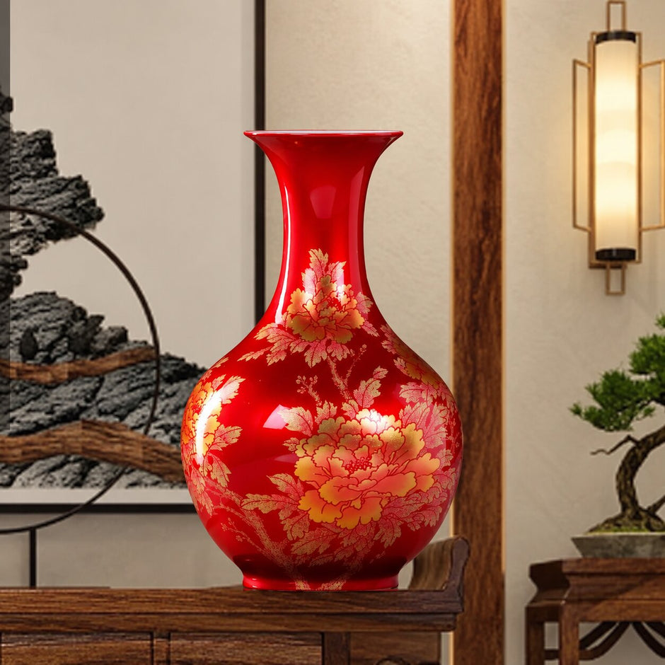Vase Chinois Impérial Rouge