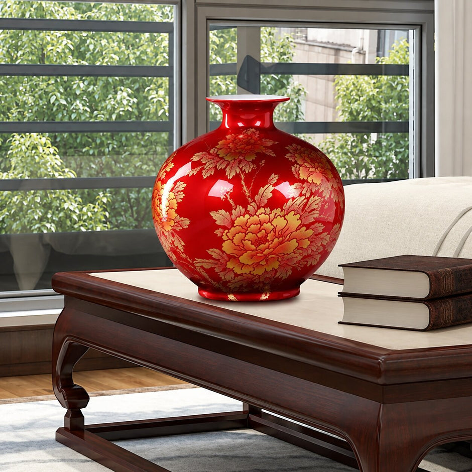 Vase Chinois Impérial Rouge