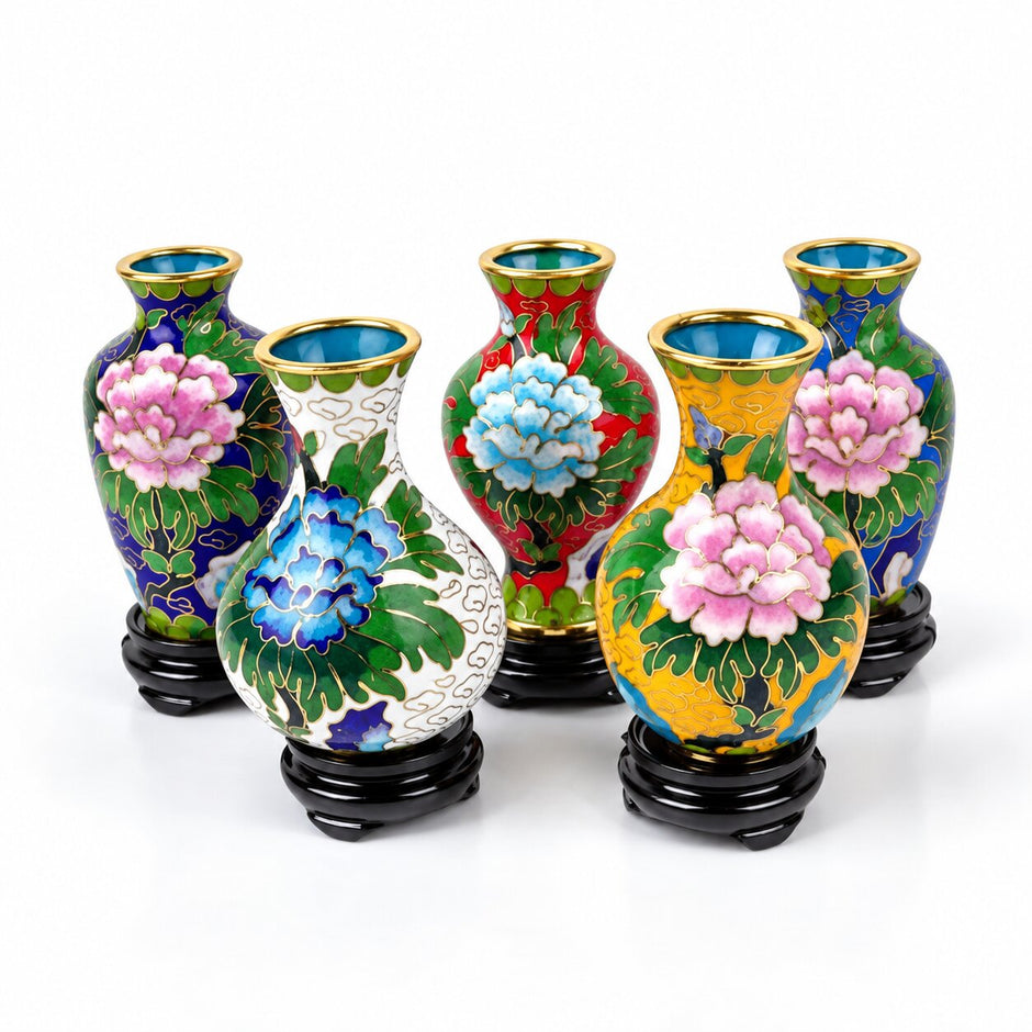 Vase Chinois en Émail Cloisonné Très Petit