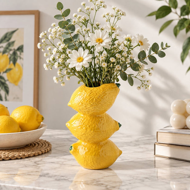 Vase Citron en Céramique pour Fleurs