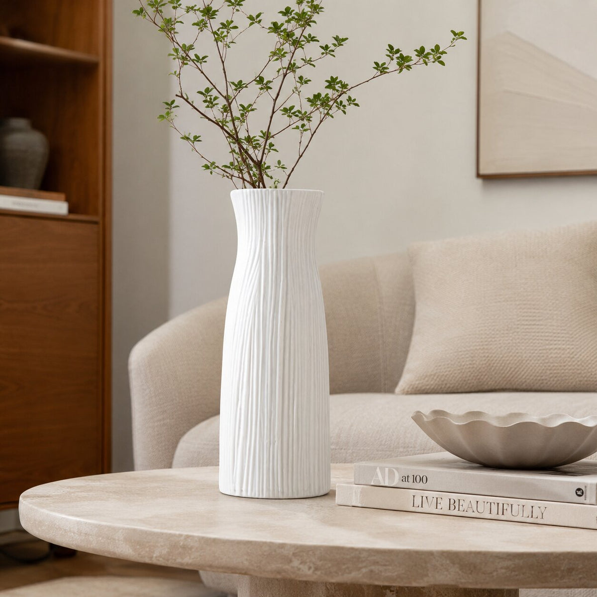 Vase Décoration en Plastique Blanc