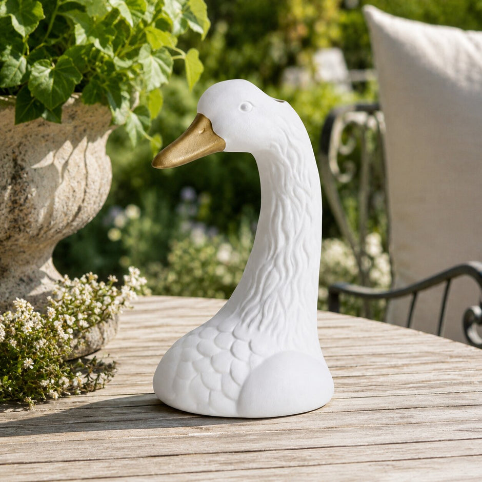 Vase Dessin Style Nordique Blanc en Forme de Tête d'Oie