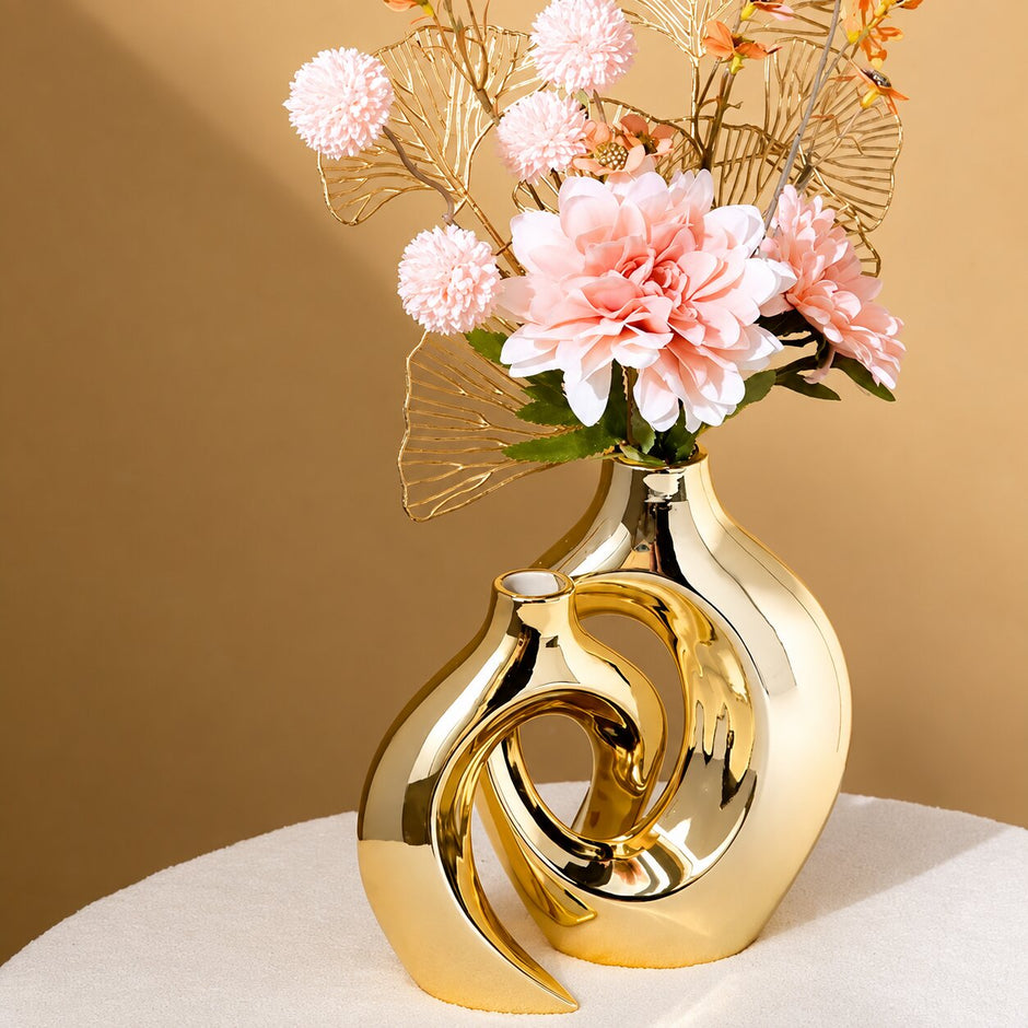 Vase Doré Moderne en Céramique