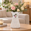 Vase Fleur en Rotin Artificiel Blanc
