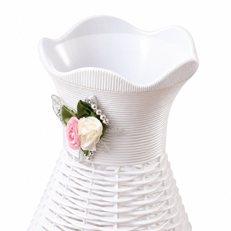 Vase Fleur en Rotin Artificiel Blanc