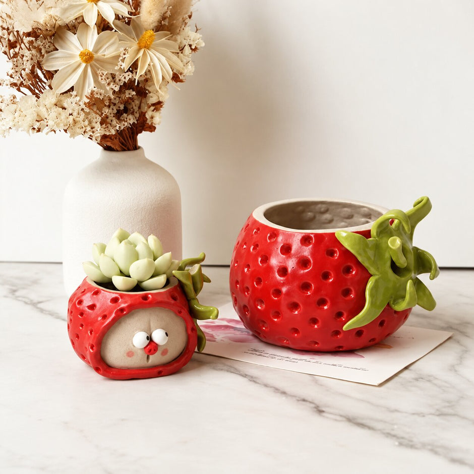 Vase Fraise Stylé pour Fleurs