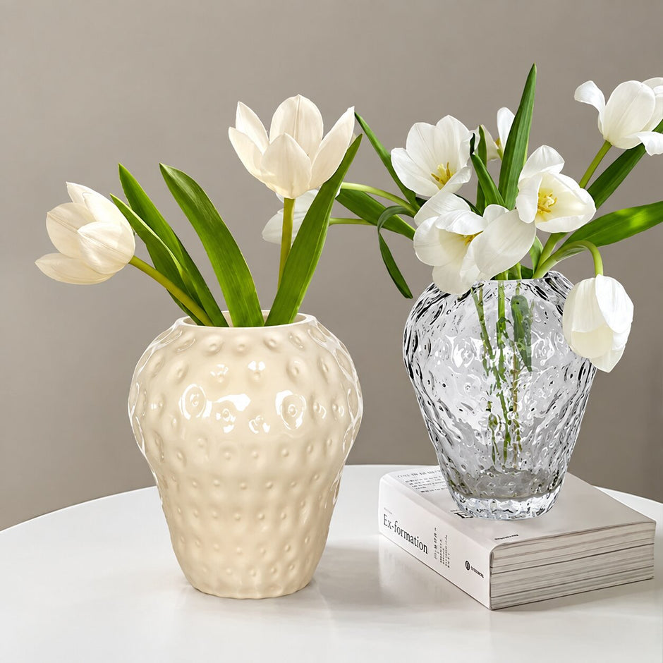 Vase Fraise en Verre Pour Fleurs et Plantes
