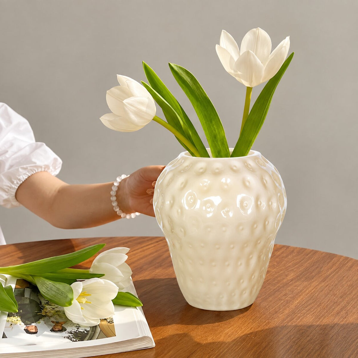 Vase Fraise en Verre Pour Fleurs et Plantes