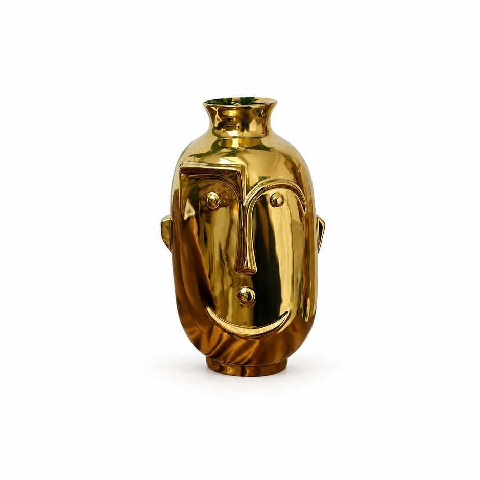 Vase Gros Visage en Céramique Britannique