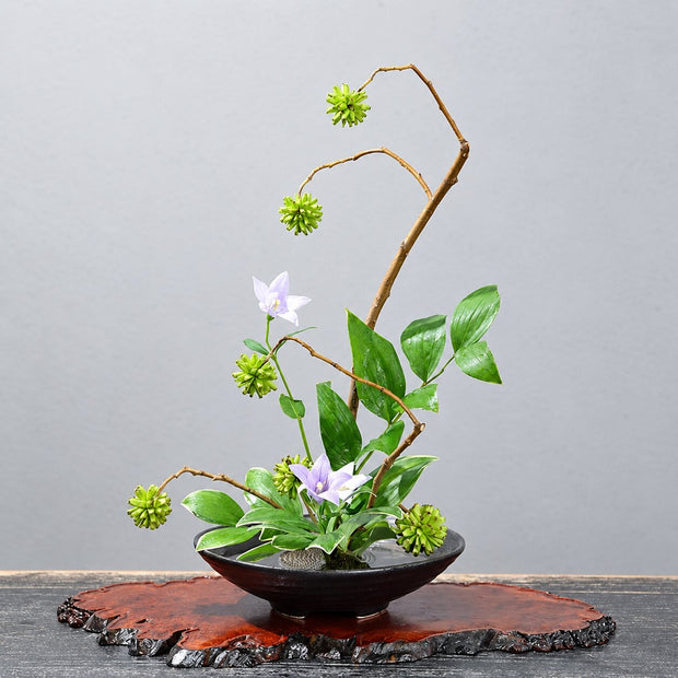 Vase Japonais à Grenouille Noir Style Ikebana