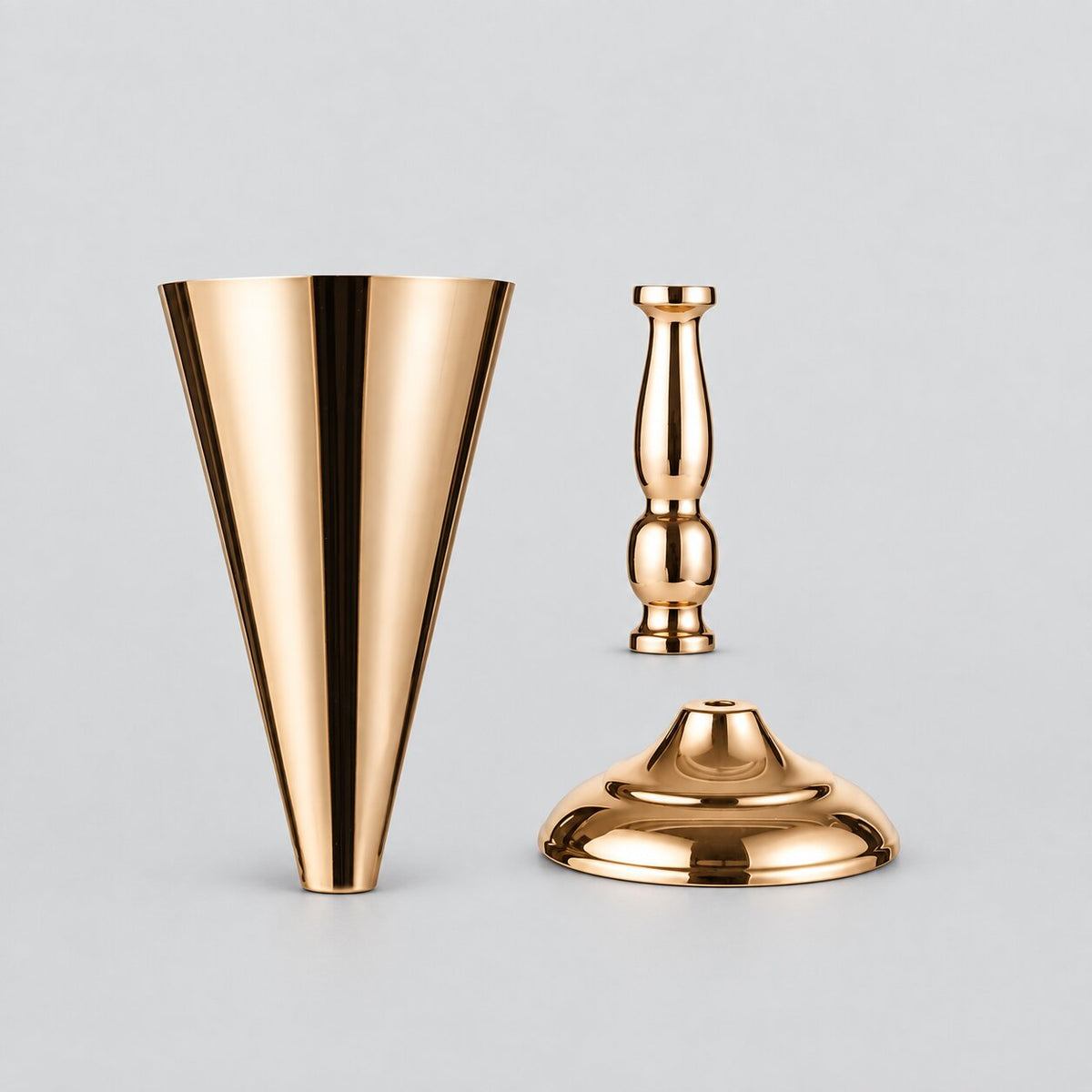 Vase Martini en Métal Doré pour Fleurs