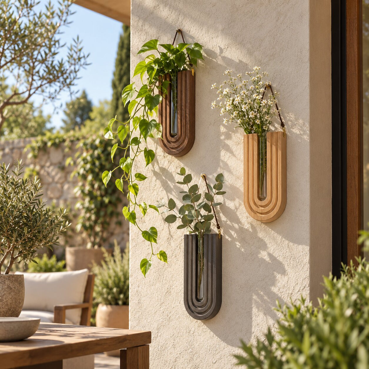 Vase Mural Moderne en Bois