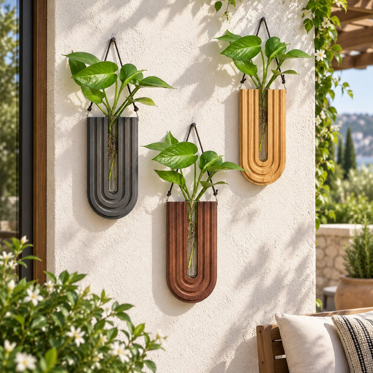 Vase Mural Moderne en Bois
