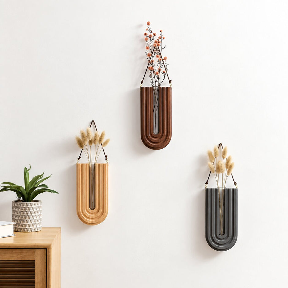 Vase Mural Moderne en Bois