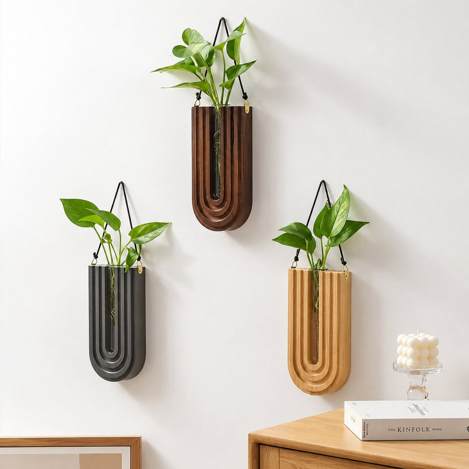 Vase Mural Moderne en Bois