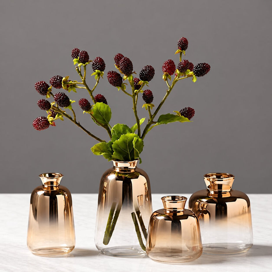 Vase Petit en Verre Transparent et Doré