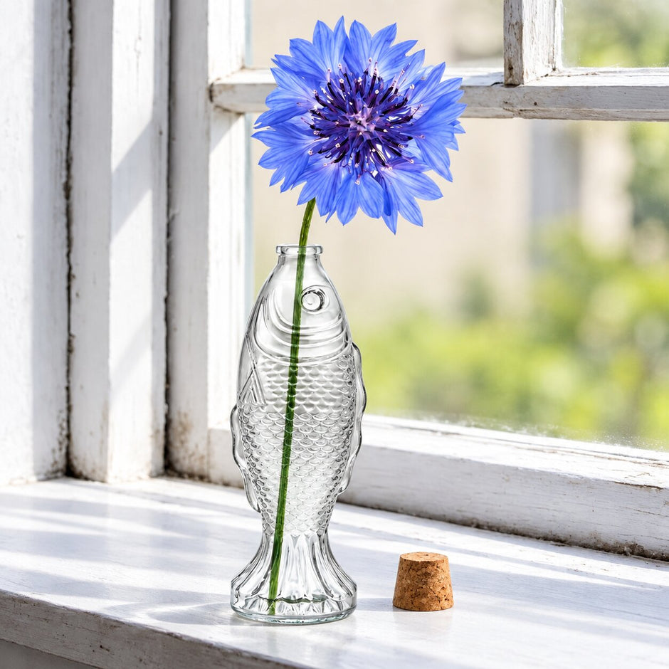 Vase Poisson en Verre Transparent pour Fleurs