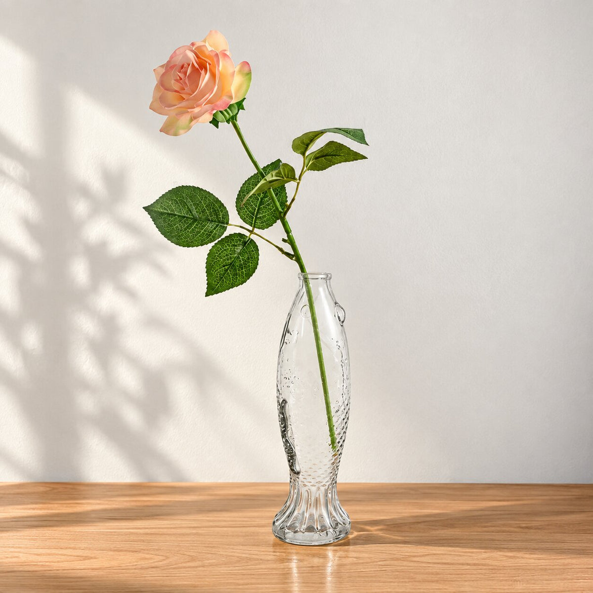 Vase Poisson en Verre Transparent pour Fleurs
