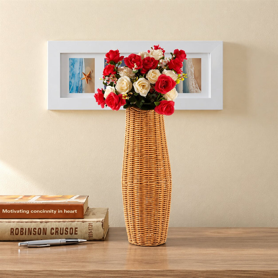 Vase Poser à Fleurs en Rotin Pour Décoration