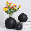 Vase Rond Noir en Céramique pour Fleurs Artificielles