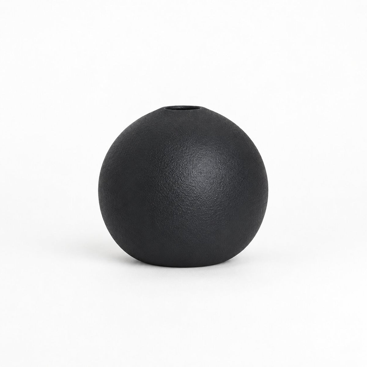 Vase Rond Noir en Céramique pour Fleurs Artificielles