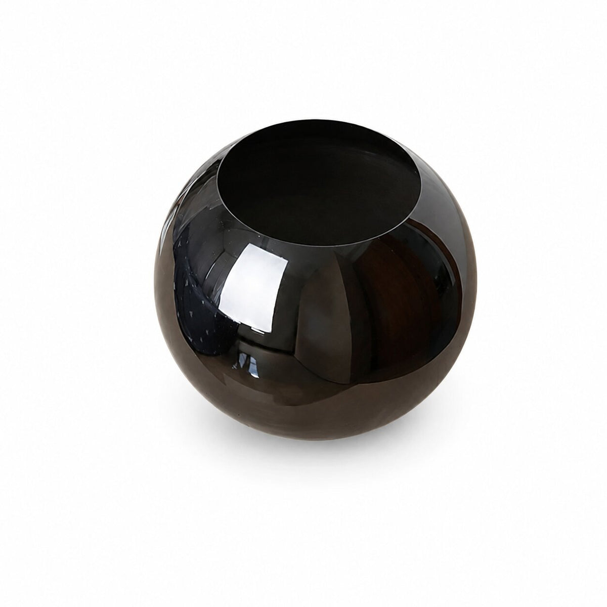 Vase Rond Sphérique Noir en Verre Moderne