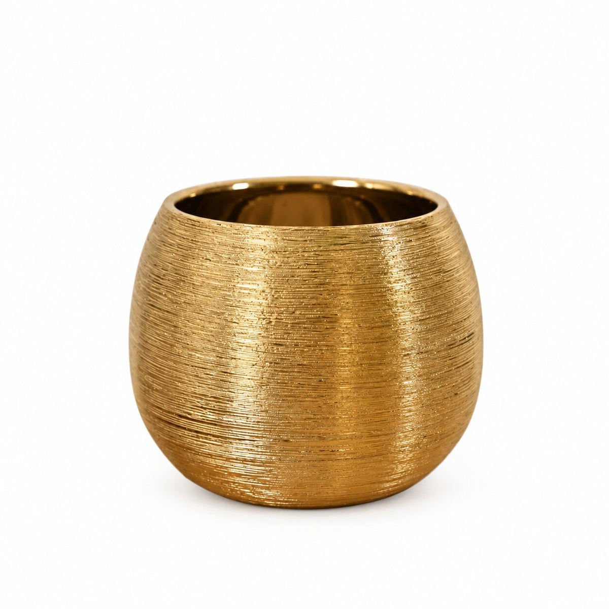 Vase Rond en Céramique Dorée