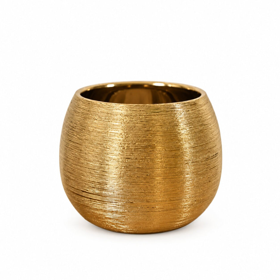 Vase Rond en Céramique Dorée