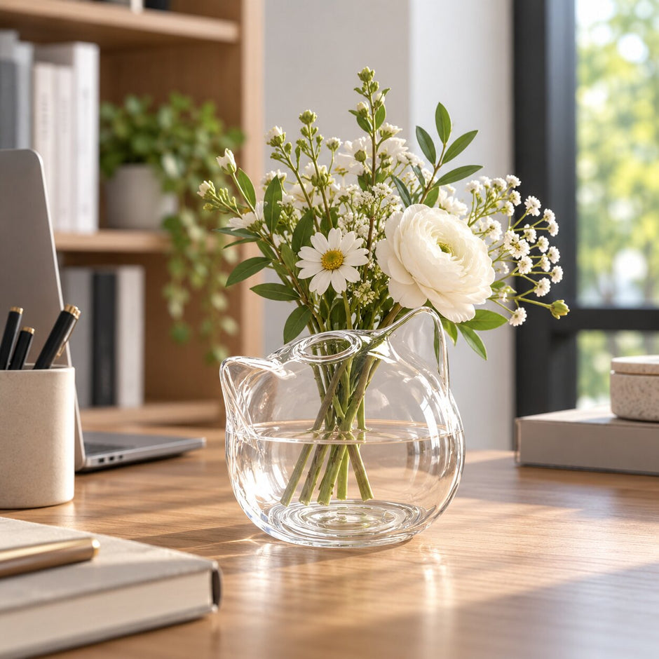 Vase Transparent en Forme de Chat