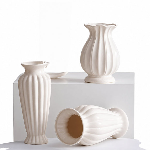 Vase XXL Céramique Blanche pour Fleurs Sèches