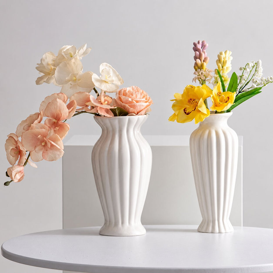 Vase XXL Céramique Blanche pour Fleurs Sèches
