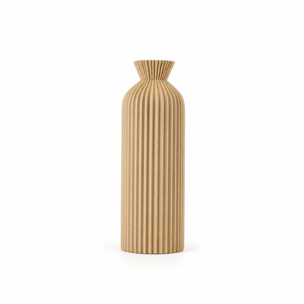 Vase Boho Chic pour Fleurs, vase beige côtelé au design élancé
