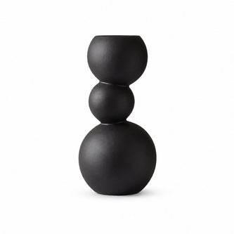 Vase Boule Créatif en Céramique pour Décoration noir avec trois formes sphériques superposées, finition mate et design sculptural minimaliste pour une décoration intérieure moderne.