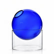 Vase Boule en Verre Borosilicate pour Fleurs, vase bleu sphérique sur support transparent