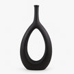 Vase Creux en Céramique de Style Nordique noir avec silhouette ovale ajourée, col fin et finition mate texturée pour une décoration intérieure moderne et minimaliste.
