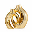Vase Doré Moderne en Céramique, duo de vases ajourés à finition brillante
