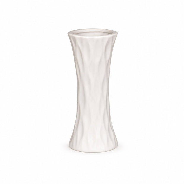Vase à Fleurs en Céramique Blanche, vase haut texturé