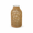 Vase à Fleurs en Osier Style Rétro, vase tressé avec récipient en verre