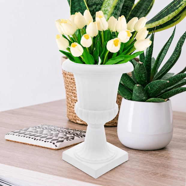 Vase Medicis Rétro en Plastique pour Fleurs, vase blanc sur pied à style classique