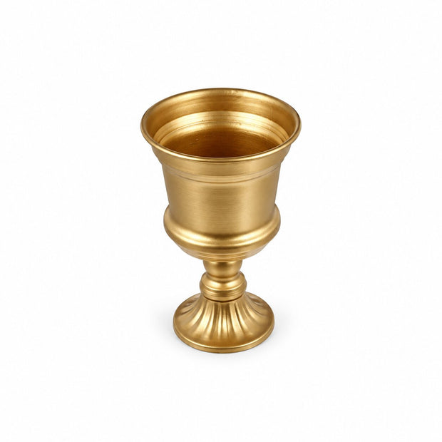 Vase Medicis en Métal de Style Vintage, vase doré sur pied à finition satinée