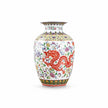 Vase Ming en Céramique Émaillée Dragon et Phoenix, vase blanc à motifs colorés et dragon rouge