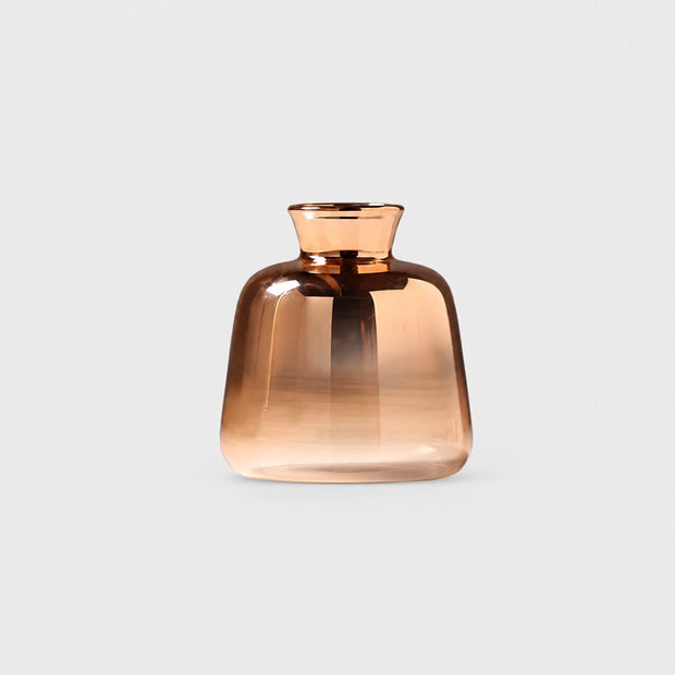 Vase Petit en Verre Transparent et Doré, vase ambré à finition brillante