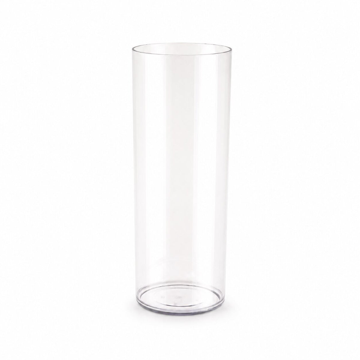 Vase Transparent Acrylique Contemporain avec forme cylindrique haute et épurée, finition transparente et design minimaliste pour une décoration intérieure moderne.