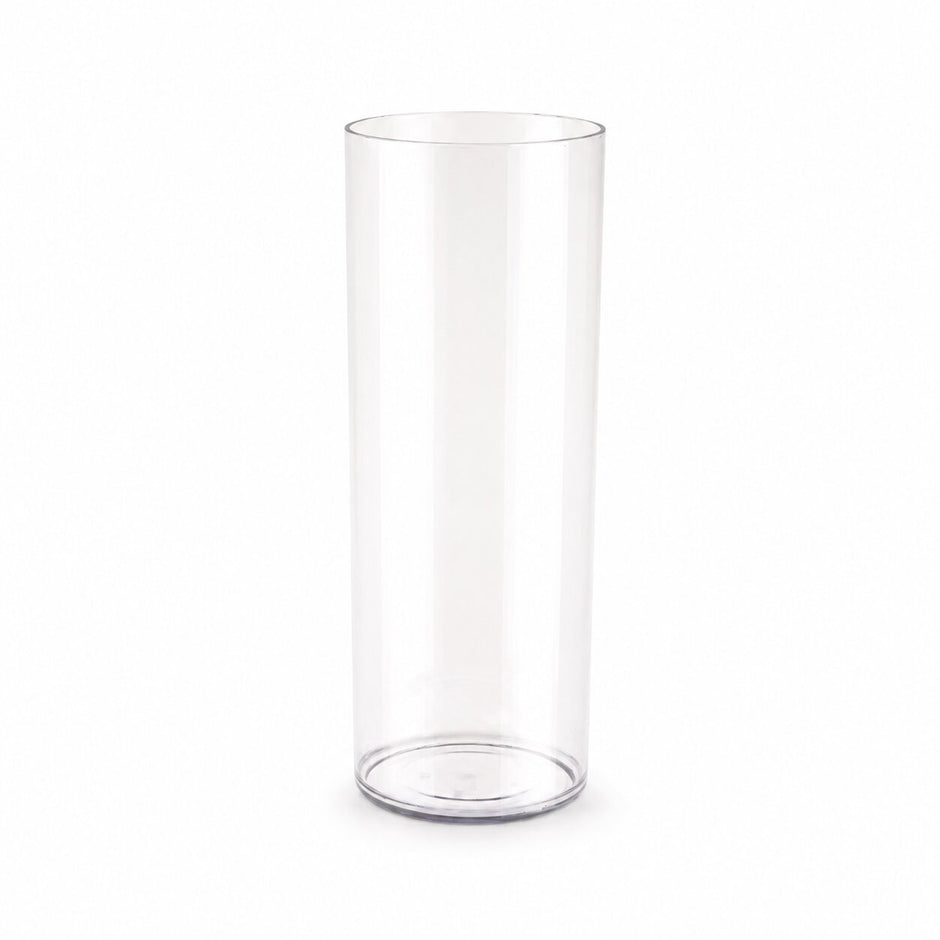 Vase Transparent Acrylique Contemporain avec forme cylindrique haute et épurée, finition transparente et design minimaliste pour une décoration intérieure moderne.