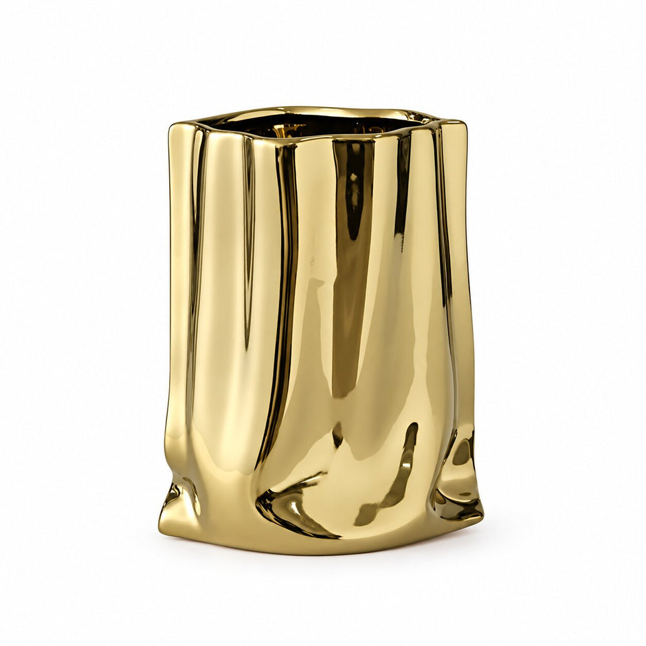 Vase XXL Métallisé pour Fleurs, vase doré brillant au design sculpté